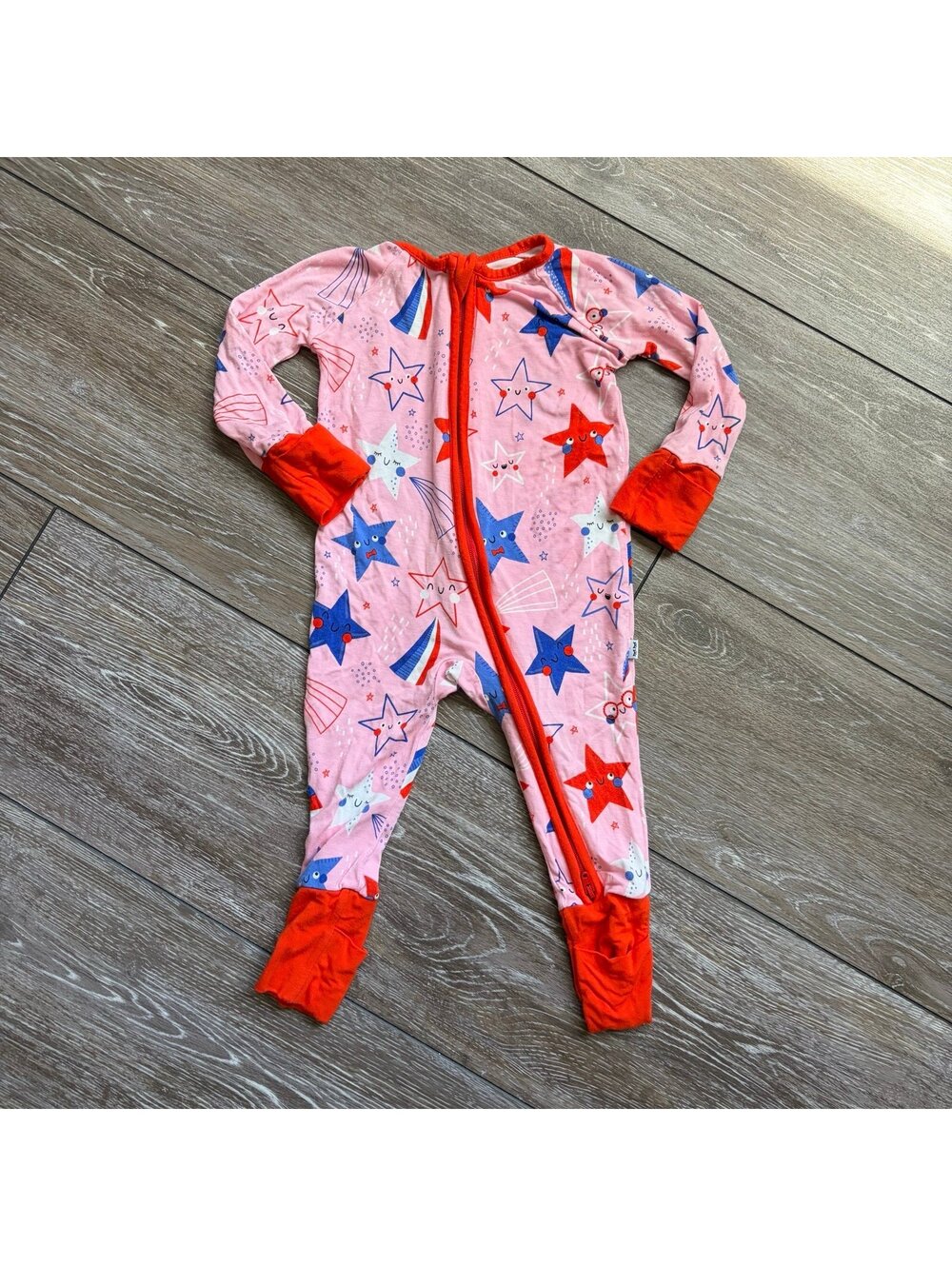 Little Sleepies Newborn Pink Stars and Stripes Zippy